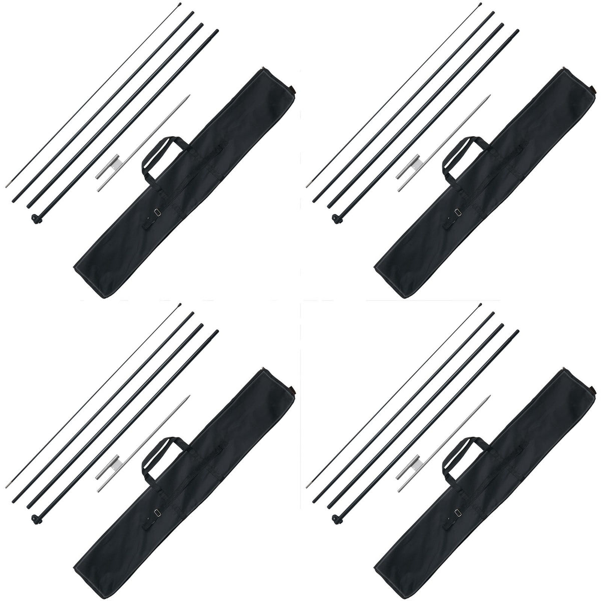 Feather Flag Pole Kit 4 Packs Swooper Flag Pole 16.3 ft with Ground Stakes