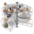 28" Kidney Shaped Chrome Corner Organizer, 360° Rotatble Kitchen Base Cabinet Blind Corner, 2 Tier Height Adjustable Storage Rack, Carbon Steel Lazy Susan Replacement Shelf for Cabinet Corner