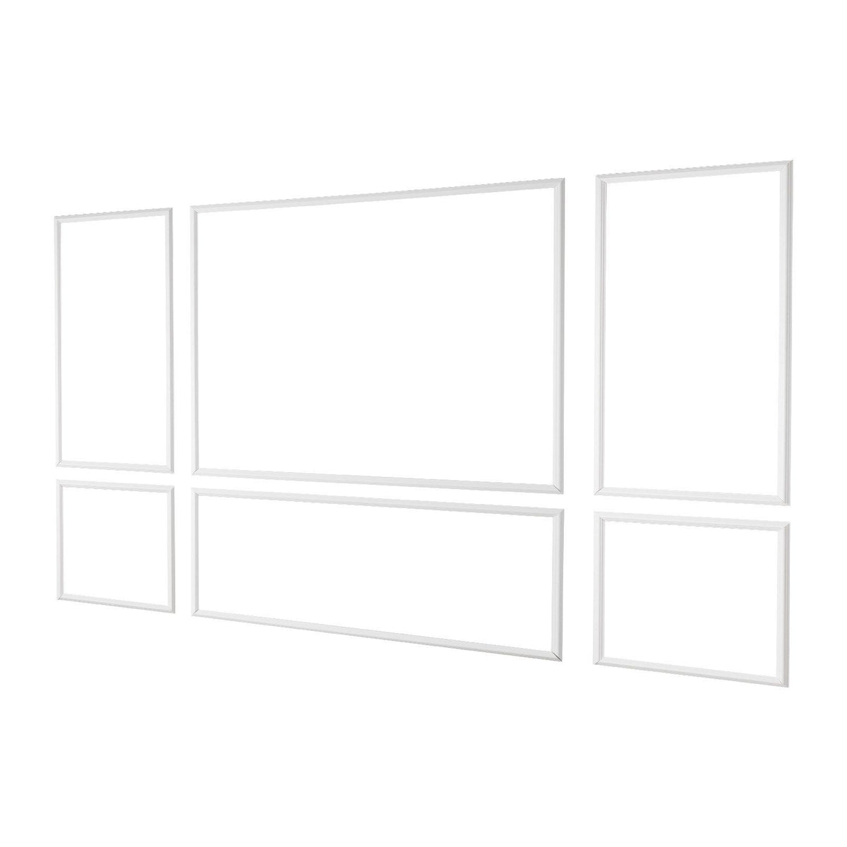 Wall Molding 3 Pack, Wainscoting Panels Kit, Lightweight Paintable Polystyrene, Easy to Install Accent Wall Trim for Interior Décor Living Room, Bedroom, Home, White (58x143 + 58x58 cm)