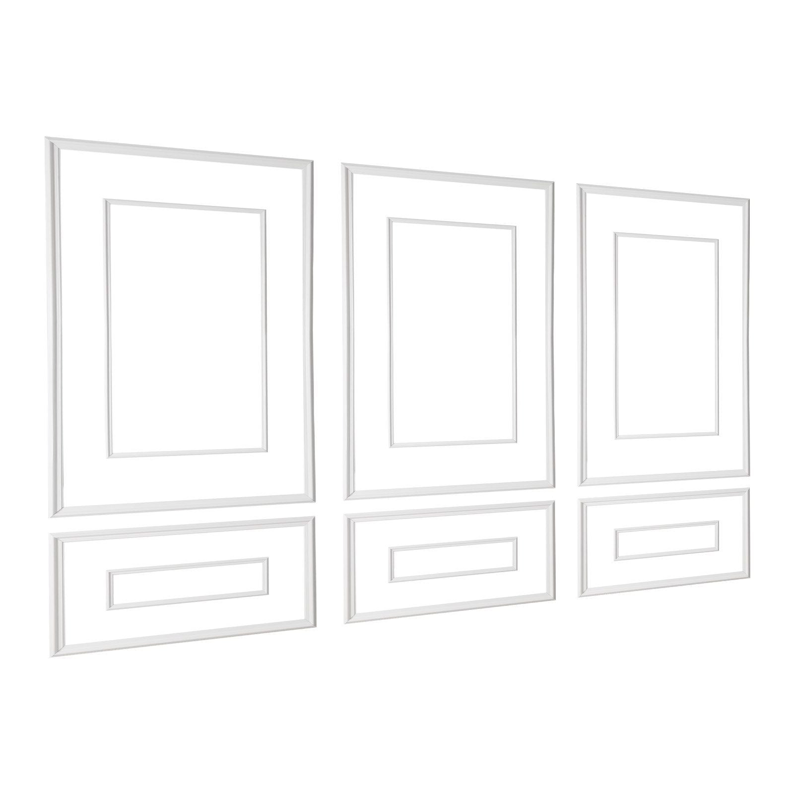 Wall Molding 3 Pack, Wainscoting Panels Kit with Dual-Line Wide & Narrow Profile, Lightweight Paintable Polystyrene, Easy to Install Accent Wall Trim for Interior Living Room, Bedroom,White