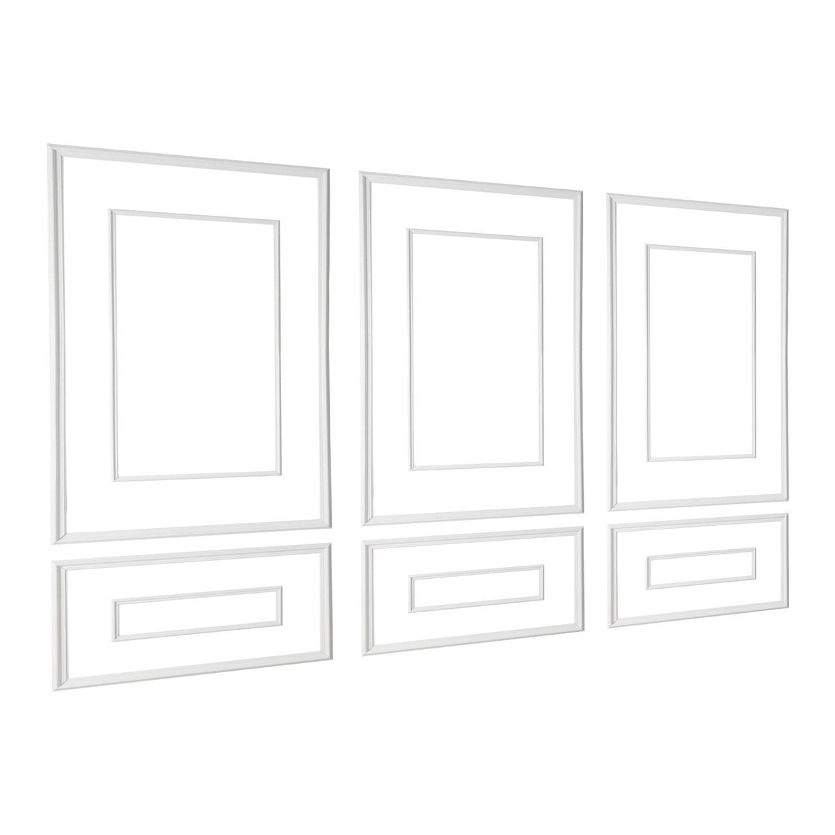 Wall Molding 3 Pack, Wainscoting Panels Kit with Dual-Line Wide & Narrow Profile, Lightweight Paintable Polystyrene, Easy to Install Accent Wall Trim for Interior Living Room, Bedroom,White