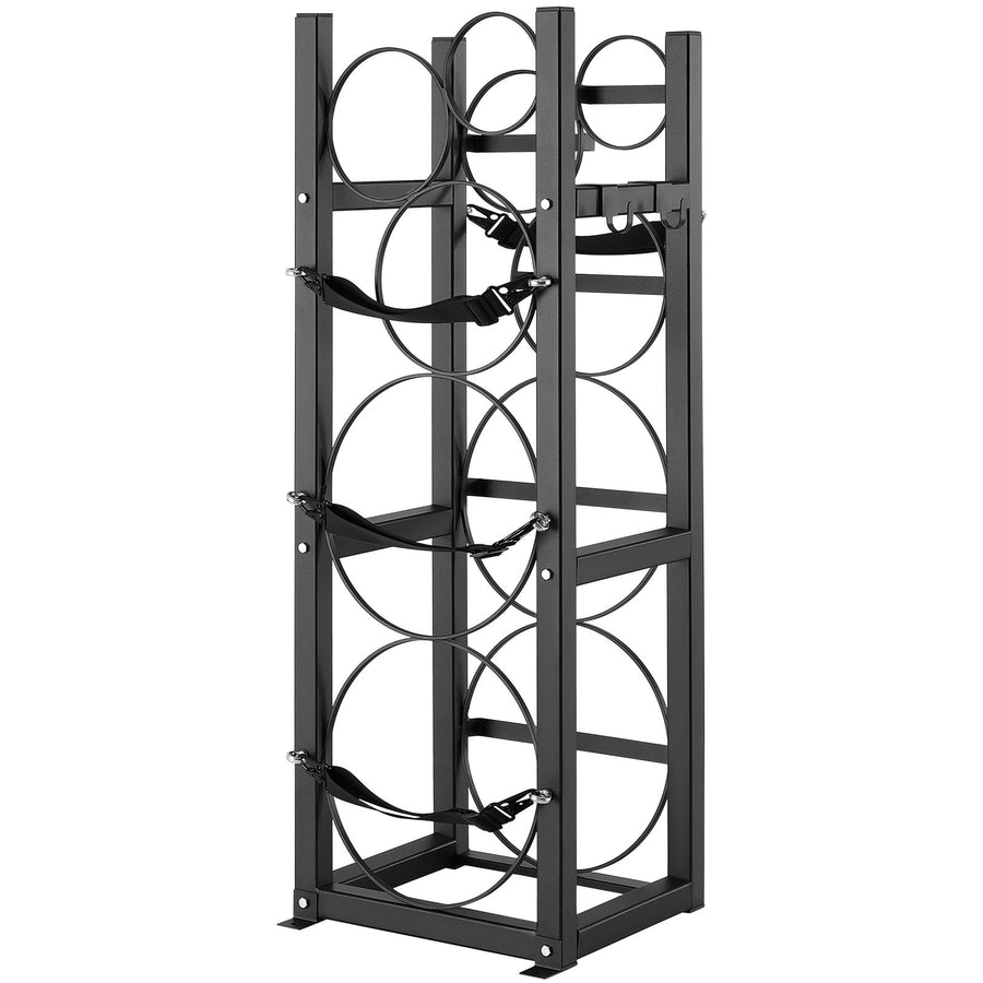 VEVOR Refrigerant Tank Rack, with 2 x 30lbs and Other 3 Small Bottle Tanks, Cylinder Tank Rack 12.79x12.99x47.12 in, Refrigerant Cylinder Rack and Holders for Freon, Gases, Oxygen, Nitrogen
