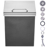 Drop in Ice Chest, 14"L x 12"W x 18"H Stainless Steel Ice Cooler, Commercial Ice Bin with Hinged Cover, 40 qt Outdoor Kitchen Ice Bar, Drain-pipe and Drain Plug Included, for Cold Wine Beer