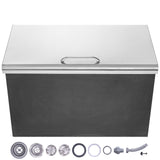 Drop in Ice Chest, 24"L x 20"W x 15"H Stainless Steel Ice Cooler, Commercial Ice Bin with Hinged Cover, 40 qt Outdoor Kitchen Ice Bar, Drain-pipe and Drain Plug Included, for Cold Wine Beer