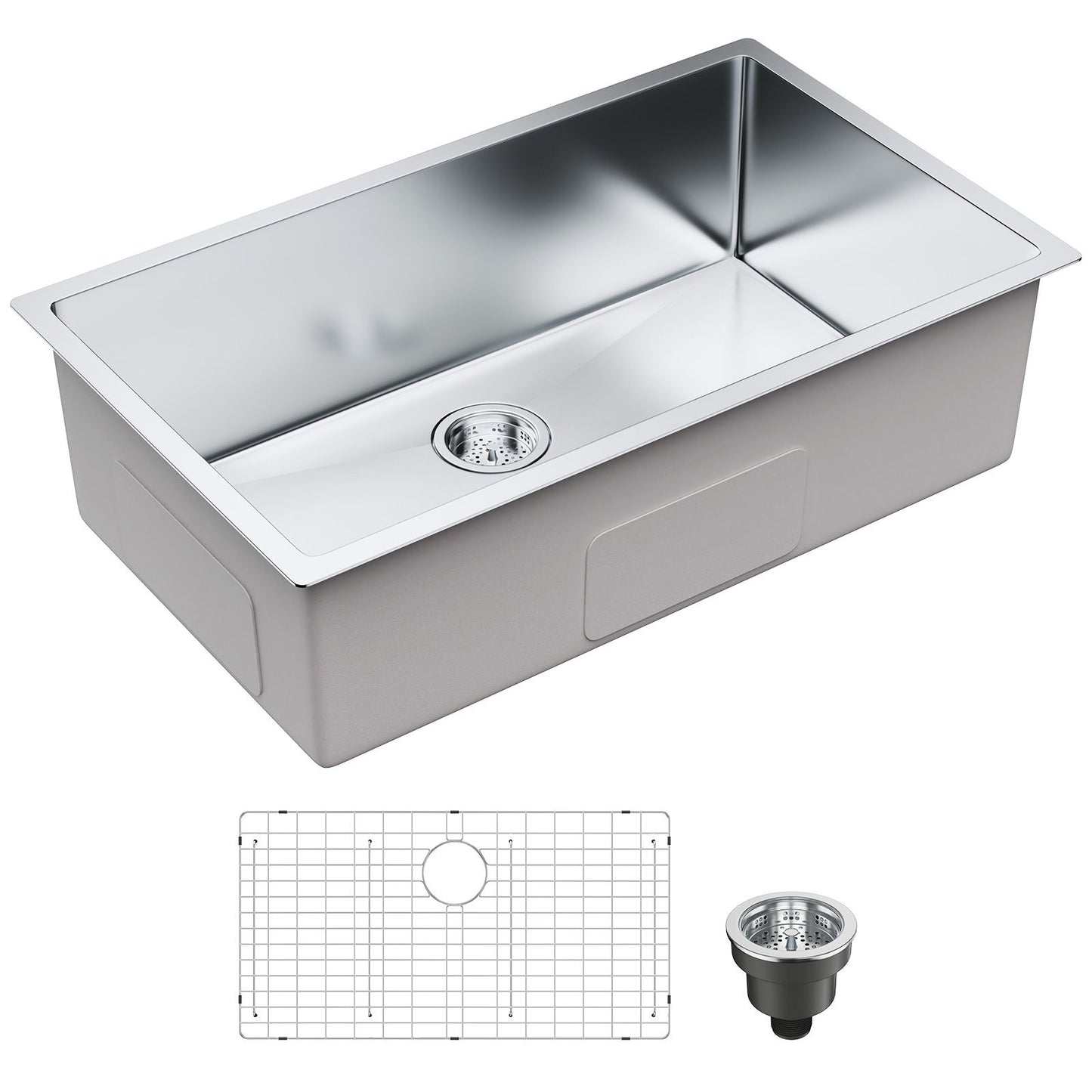 Kitchen Sink, 304 Stainless Steel Drop-In Sinks, Undermount Single Bowl Basin with Accessories(Pack of 3), Household Dishwasher Sinks for Workstation, RV, Prep Kitchen, and Bar Sink, 32 inch