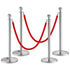 Stanchion Post with Velvet Rope, 4-Pack Crowd Control Stanchion with 2PCS 5FT Red Velvet Ropes, Stainless Steel Queue Barrier Line Divider with Fillable Plastic Base, Ball Top for Wedding Museum
