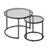 Nesting Coffee Table Set of 2, 600 mm Round Coffee Table, Glass Nesting Tables for Small Place, Modern End Side Tables Night Stand with Metal Frame, for Living Room, Bedroom, Balcony, Office