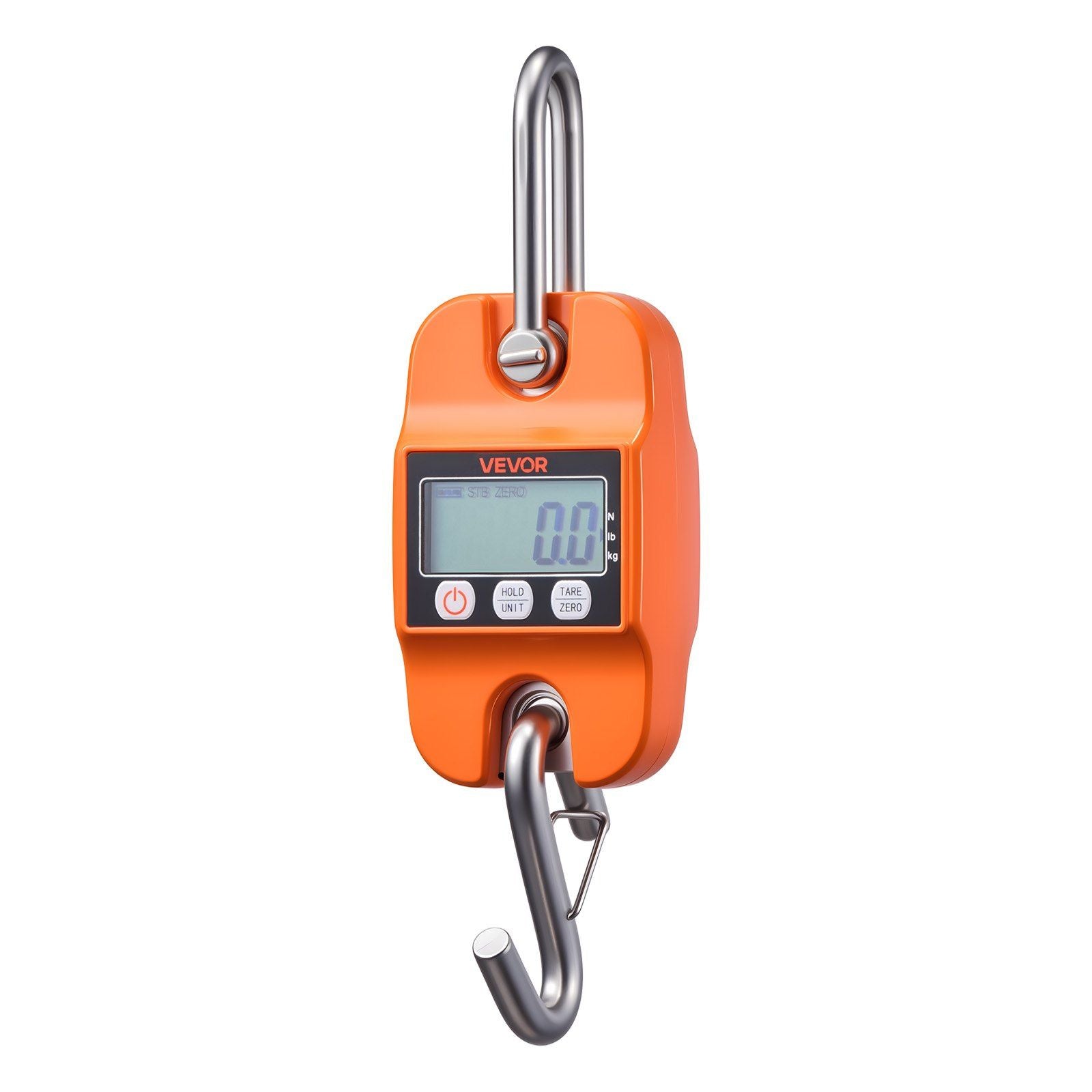 Digital Crane Scale, 880 lbs/400 kg Max Capacity, Handheld Hanging Scale with Cast Aluminum Case & LCD Display, 100 g Division & 3 Unit Switch, Auto-Off Setting for Farm Hunting Fishing, Orange