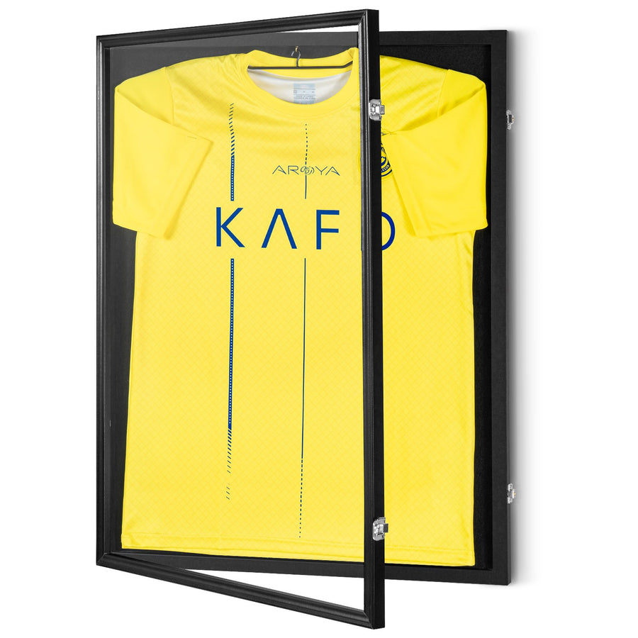 VEVOR Jersey Display Frame Case, 610 x 812 x 40 mm, Large Lockable Sport Jersey Shadow Box with 98% UV Protection PC Glass and Hangers, for Baseball Basketball Football Hockey Shirt and Uniform, Black
