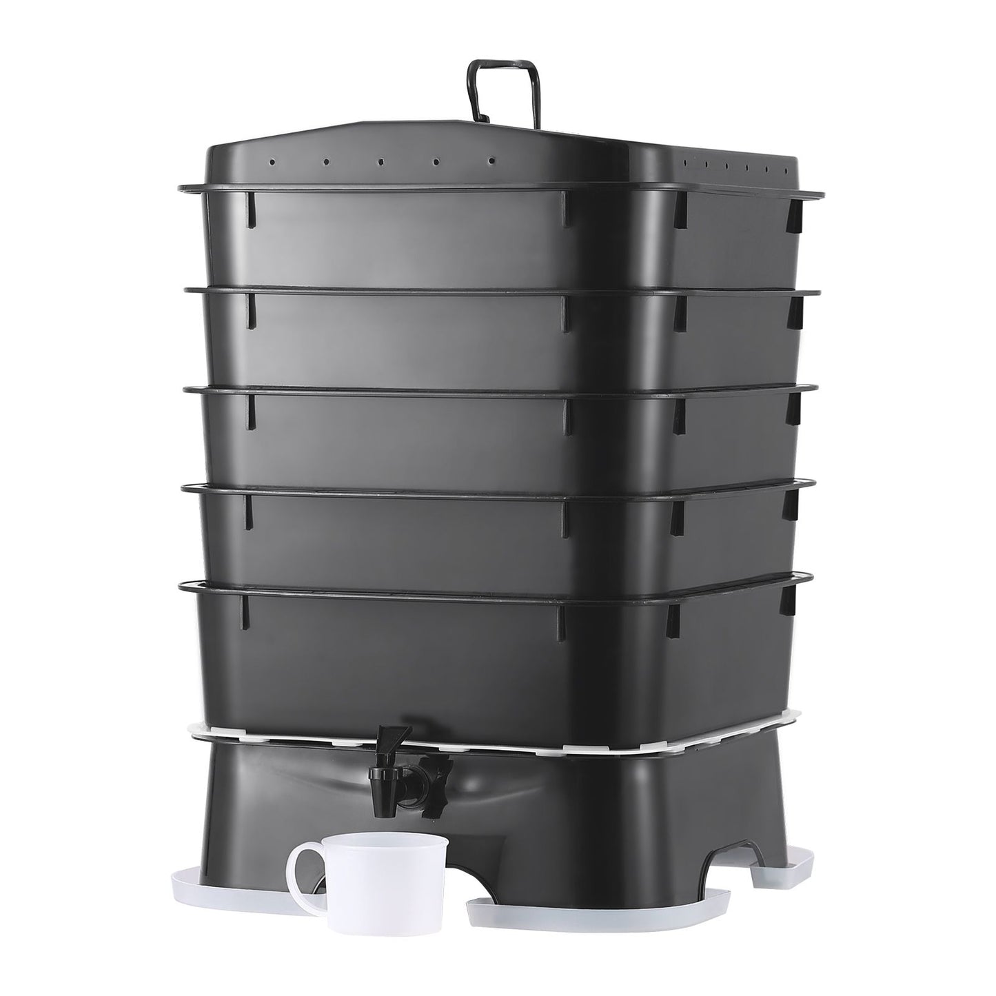 5-Tray Worm Composter, 50 L Worm Compost Bin Outdoor and Indoor, Sustainable Design Worm Farm Kit, for Recycling Food Waste, Worm Castings, Worm Tea, Vermiculture and Vermicomposting