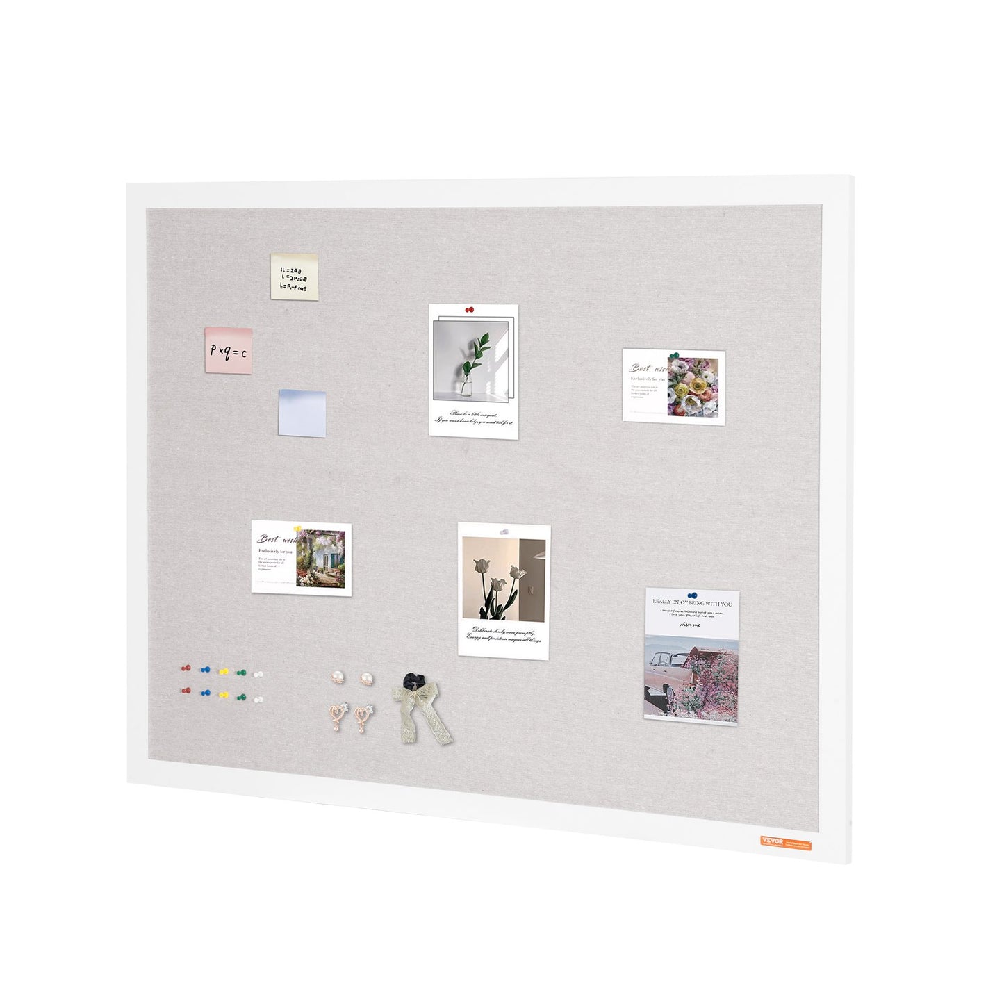 48"x36" White Cork Board with Linen Surface â€“ Stylish Wall-Mounted Bulletin Board for Home, School, Office â€“ Elegant & Functional Noticeboard