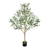 150cm Artificial Olive Tree with Black Pot, Tall Fake Tree with Natural Wood Trunk & Realistic Green Leaves and Fruits, Indoor Faux Plant for Home, Office, Living Room, Corner Decor