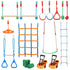 Ninja Warrior Obstacle Course for Kids, 2 x 19.8m Weatherproof Slacklines, 500lbs Weight Capacity Monkey Line, Outdoor Playset Equipment, Backyard Toys Training Equipment Set with 12 Obstacles