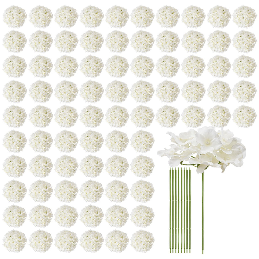 VEVOR 205 Pcs Artificial Silk Hydrangea Flowers 9.8 In Bouquet Arrangement White