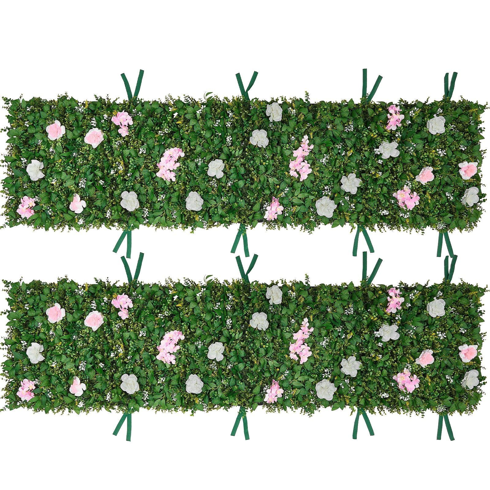 Artificial Luxury‌ Flower Wall Backdrop, 2 PCS, Each Panel 61 x 243.8 cm, Gorgeous 3D Silk Floral Backdrop Pet Friendly, Easy Installation Flower Wall Panel for Wedding, Event, Party, Home Decor