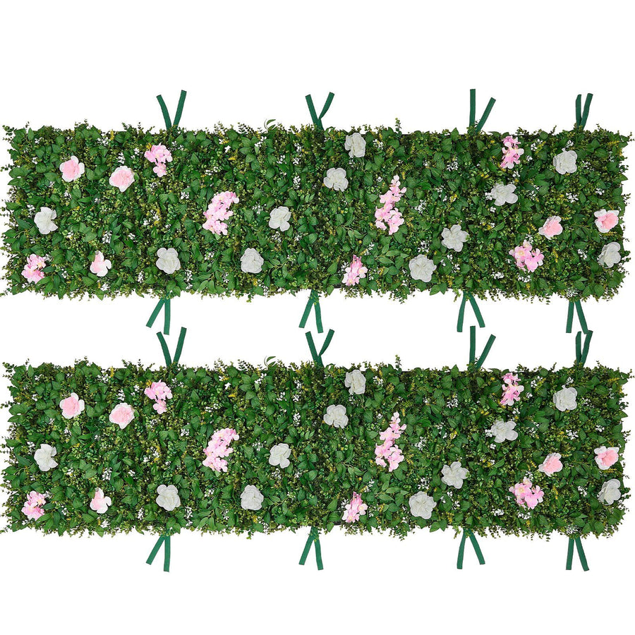 Artificial Luxury‌ Flower Wall Backdrop, 2 PCS, Each Panel 61 x 243.8 cm, Gorgeous 3D Silk Floral Backdrop Pet Friendly, Easy Installation Flower Wall Panel for Wedding, Event, Party, Home Decor