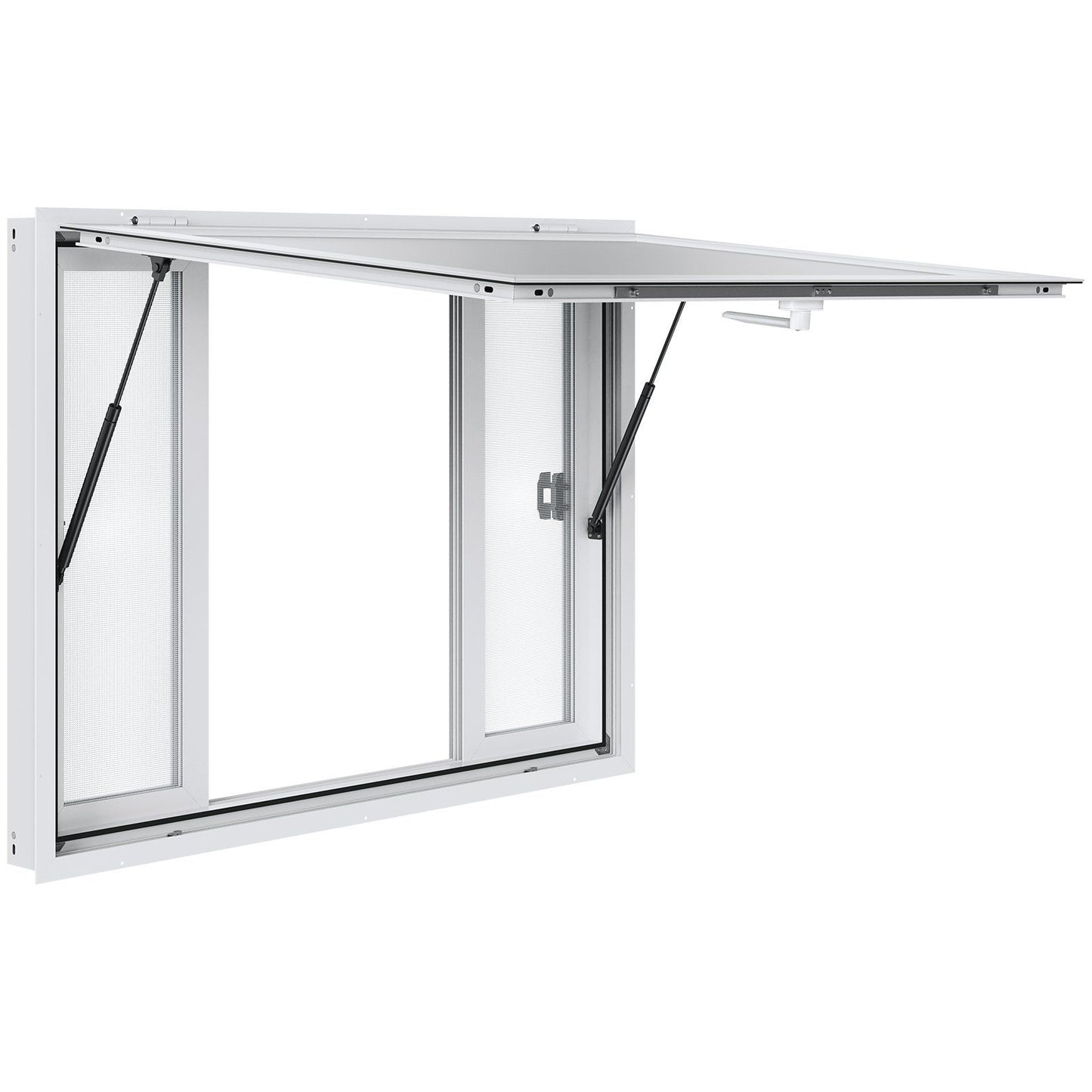 Concession Window for Food Truck, 1220x915 mm Aluminum Alloy Service Window, Up to 85 Degrees Serving Window with 4 Sliding Windows & Awning Door & Drag Hook, for Food Truck Concession Trailer