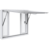 Concession Window for Food Truck, 1220x915 mm Aluminum Alloy Service Window, Up to 85 Degrees Serving Window with 4 Sliding Windows & Awning Door & Drag Hook, for Food Truck Concession Trailer