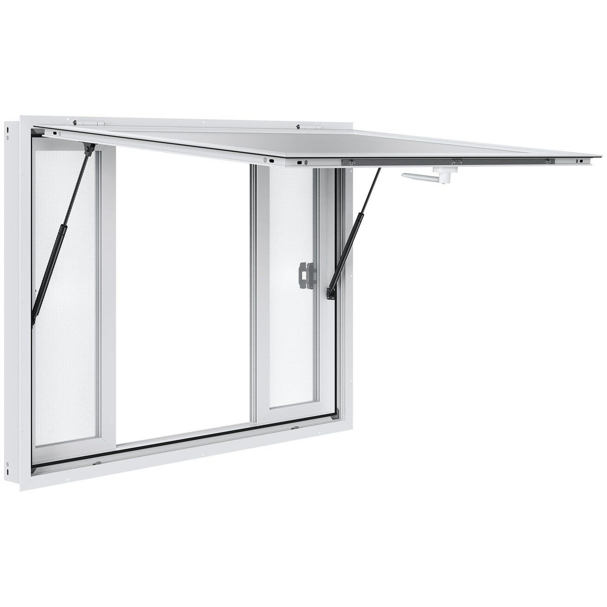 Concession Window for Food Truck, 1220x915 mm Aluminum Alloy Service Window, Up to 85 Degrees Serving Window with 4 Sliding Windows & Awning Door & Drag Hook, for Food Truck Concession Trailer