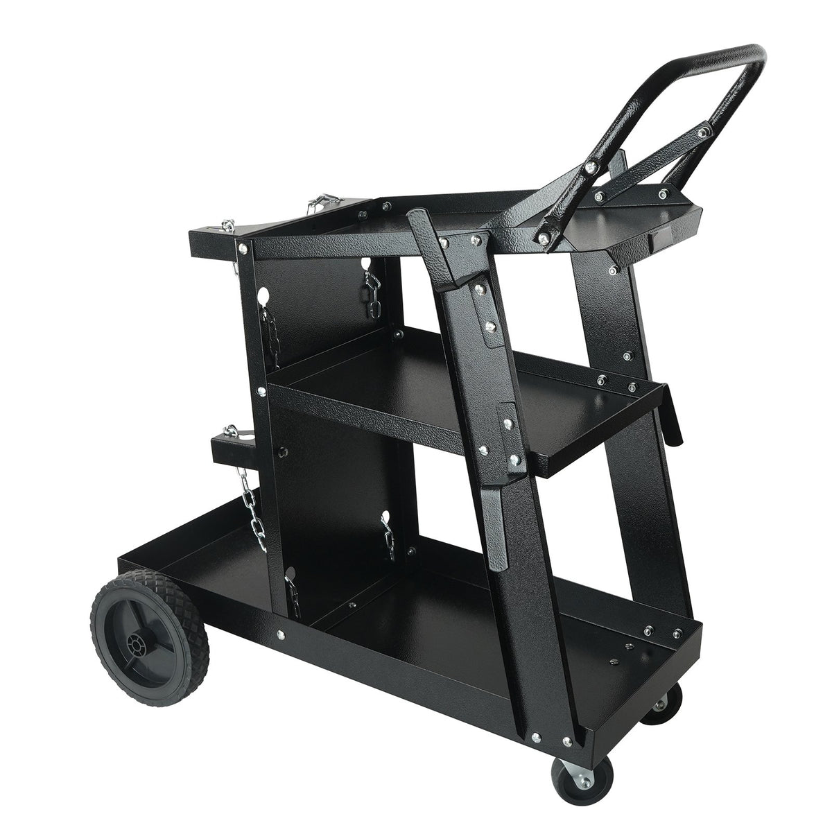 Welding Cart, 3-Tier Welder Cart Heavy Duty with 400 Lbs Weight Capacity, 360Â° Swivel Wheels, Tank Storage Safety Chains, Rolling MIG Welder Cart for TIG, ARC, MMA, Plasma Cutter Welding Machine