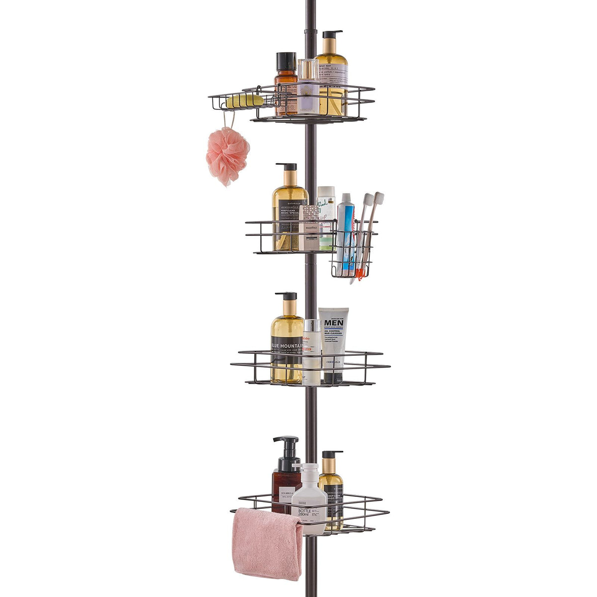 42" to 114" High Shower Corner Caddy Tension Pole Rust-Proof Tension Pole