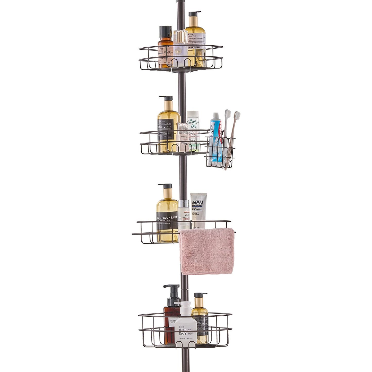 56" to 114" High Shower Corner Caddy Tension Pole Rust-Proof Tension Pole