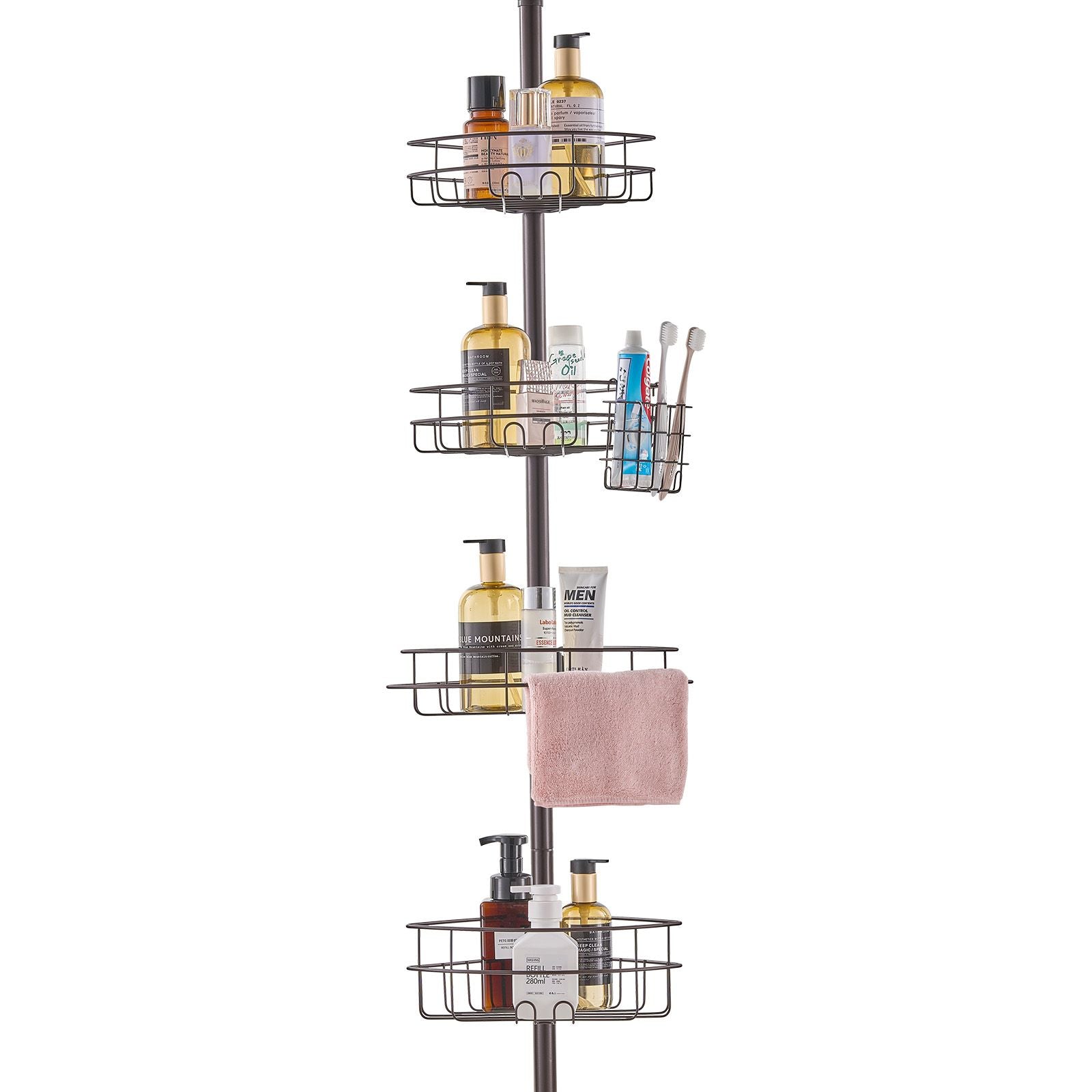 56" to 114" High Shower Corner Caddy Tension Pole Rust-Proof Tension Pole