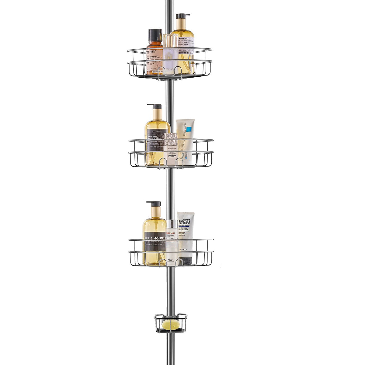 39" to 125" High Shower Corner Caddy Tension Pole Rust-Proof Tension Pole