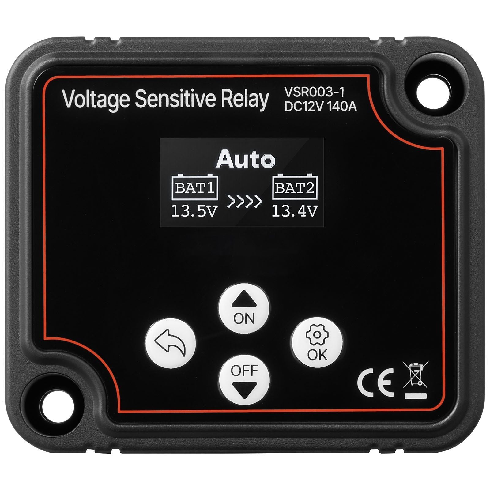 Dual Battery Isolator Kit, 12V 140 Amp, Manual and Automatic VSR Voltage Sensitive Relay with Voltmeter, LCD Screen, Smart Battery Isolator, Compatible with Lead-Acid Batteries, for UTV, ATV