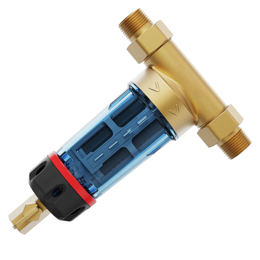 Spin Down Filter, 40 Micron Whole House Sediment Filter for Well Water, 3/4" G-M + 1" G-M + 3/4" G-F, 4 T/H High Flow Rate, for Whole House Water Filtration Systems, Well Water Sediment Filter
