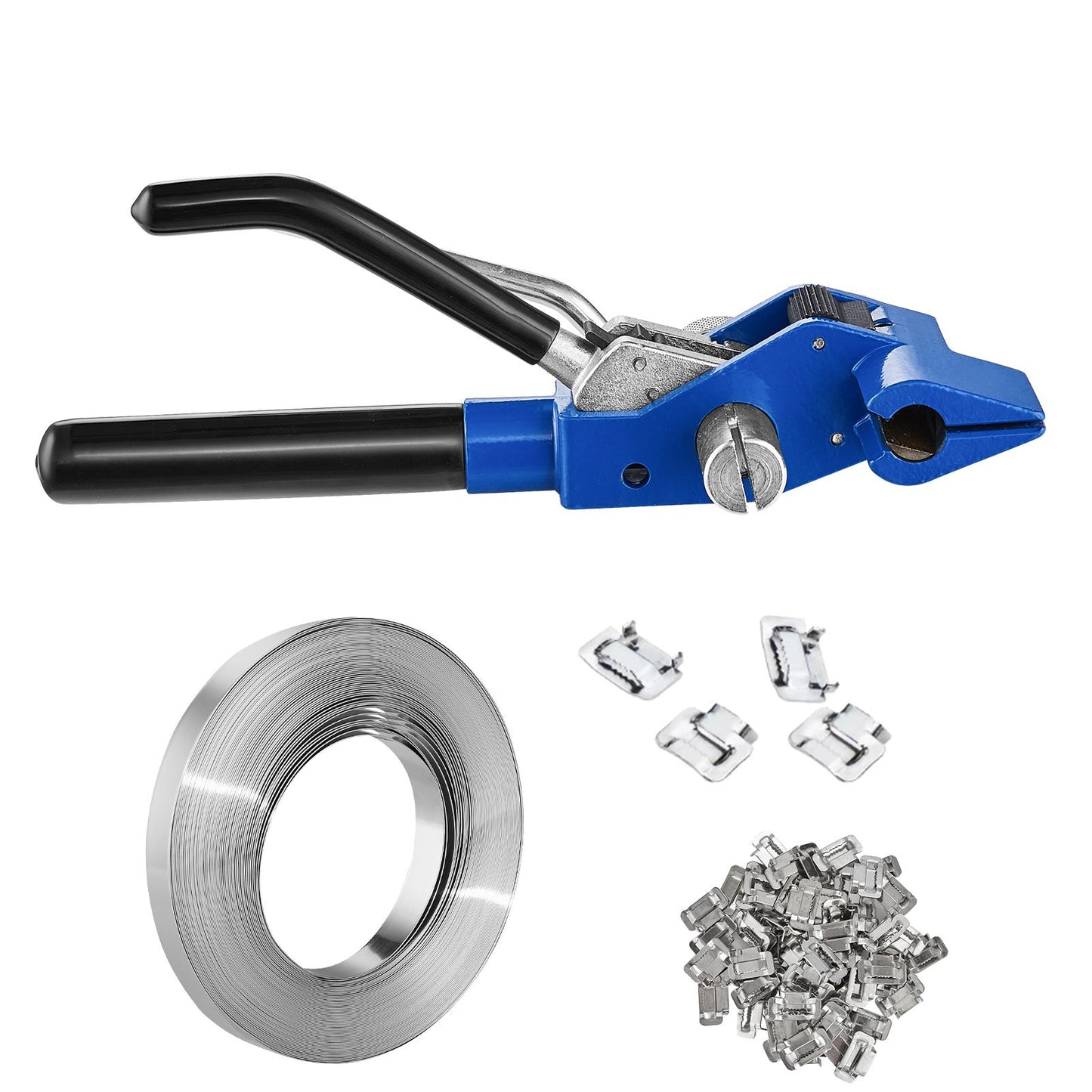 Banding Strapping Kit with Strapping Tensioner Tool, 30 m Length 304 Stainless Steel Banding, 100 Metal Seals, Pallet Packaging Strapping Banding Kit, Banding Packaging Strapping for Packing
