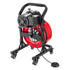Drain Cleaner Machine 15m x 13mm, Manual Feed Sewer Snake Auger on Wheels - with 4 Cutters & Air-activated Foot Switch for 50mm to 150mm Pipes