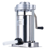 Manual Sausage Stuffer, 2 L / 5 LBS Vertical Sausage Machine with G-type Clamp, Food-Grade 304 Stainless Steel Barrel with 2 Stuffing Tubes, for Home Kitchen Restaurant Commercial