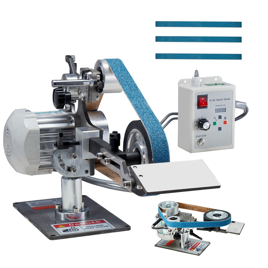 VEVOR Belt Grinder Sander, 30 x 1-Inch Variable Speed Belt Polisher with VFD, 550W Polishing Grinding Machine with 2 Grinding Moulds & 3PCS Sanding Belts for Metalworking, Knife Making