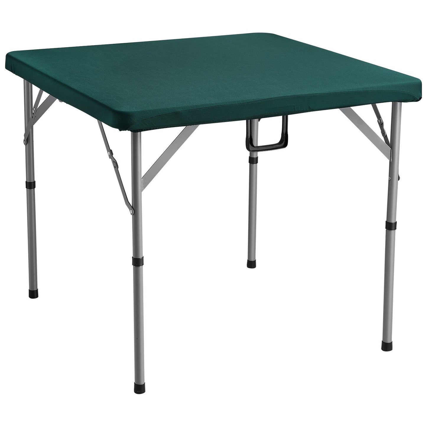 Mahjong Table, Fold-in-Half 4 Player Card Table with Wear-Resistant Green Tabletop, Portable Bi-Folding Square Domino Table with Carrying Handle for Outdoor Camping Picnic Party, 90 x90-inch