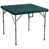 Mahjong Table, Fold-in-Half 4 Player Card Table with Wear-Resistant Green Tabletop, Portable Bi-Folding Square Domino Table with Carrying Handle for Outdoor Camping Picnic Party, 90 x90-inch