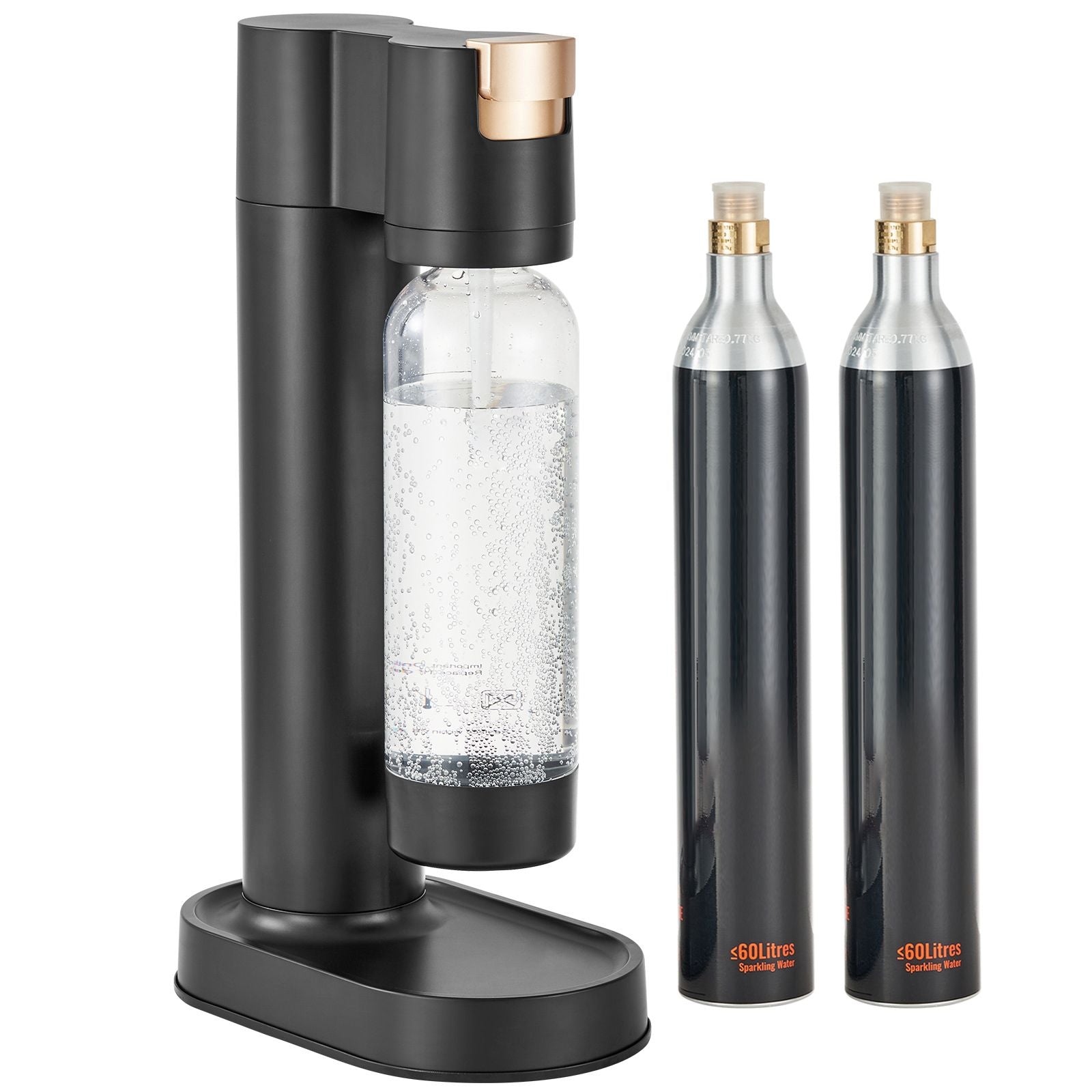 Sparkling Water Maker, Soda Maker Machine for Home Carbonating, Seltzer Water Starter Kit with BPA-free 1L PET Bottle, 2 CO2 Cylinders, Compatible with Mainstream Screw-in 60L CO2 Cylinder