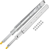 Drawer Slides with Lock, 1 Pair 40 inch, Heavy-Duty Industrial Steel up to 500 lbs Capacity, 3-Fold Full Extension, Ball Bearing Lock-in & Lock-Out, Side Mount