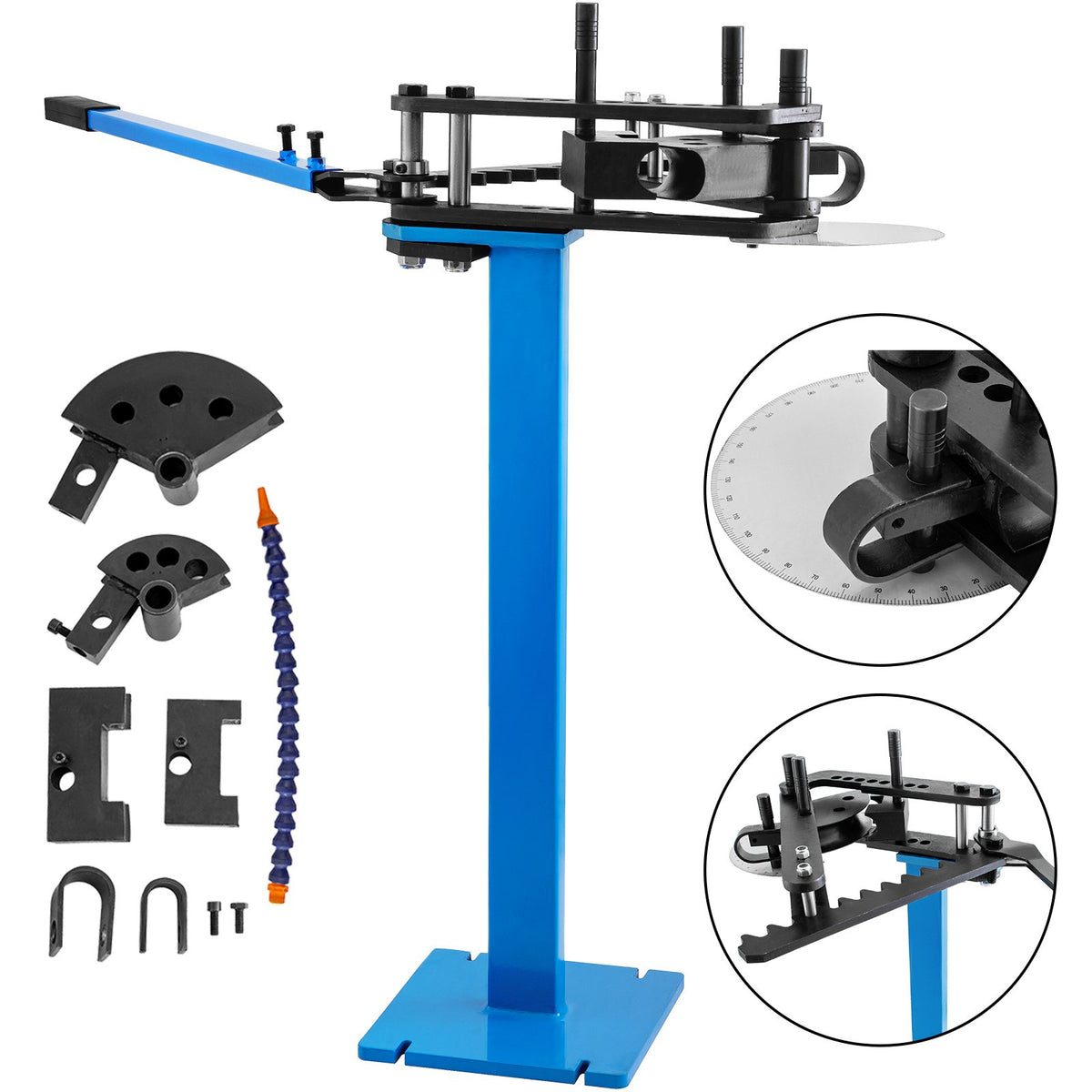 Tube Bender Max Bending Degree 240°,Heavy Duty Metal Pipe and Tube Notcher With 3 Dies,Tube Pedestal Bender 0 up to 240 Degree,Metal Working Tools and Equipment