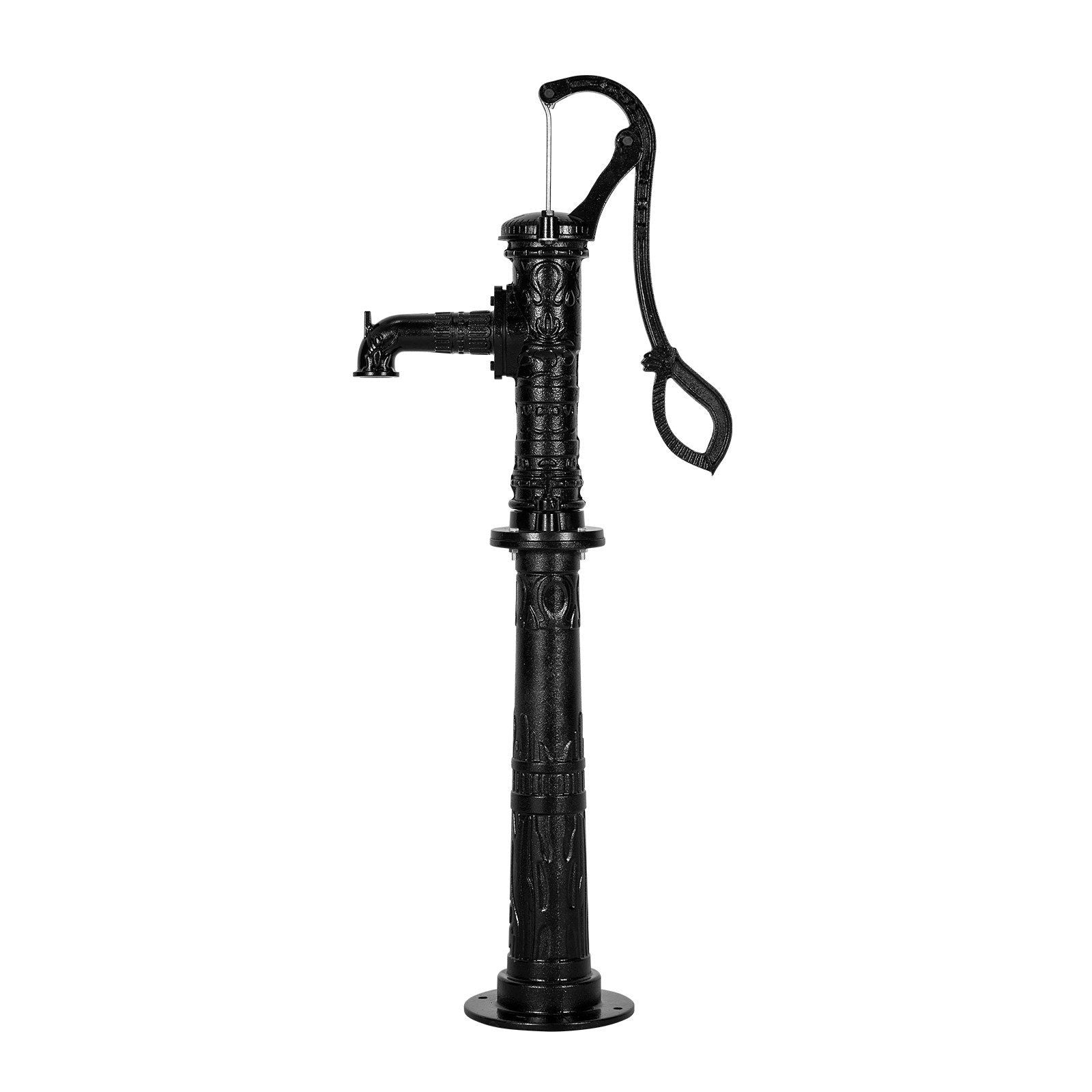 Well Hand Pitcher Pump, 20 ft Max Lift, Antique Cast Iron Manual Hand Water Pump with Heightening Base, NPT 1-1/4 in Connection, Easy Installation, for Outdoor Garden, Pond, Yard, Farm, Black