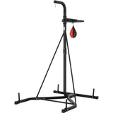 2 in 1 Punching Bag Stand, Steel Heavy Duty Workout Equipment, Adjustable Height Boxing Punching Bag and Speed Bag Stand, Freestanding Sandbag Rack, Holds Up to 140 lbs, for Home Gym Fitness