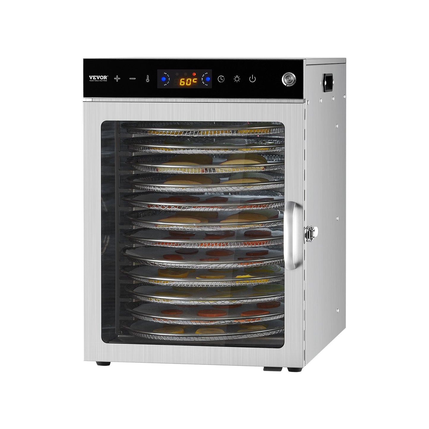 VEVOR 12 Trays Rotary Food Dehydrator Machine Stainless Steel 800W Fruit Drying