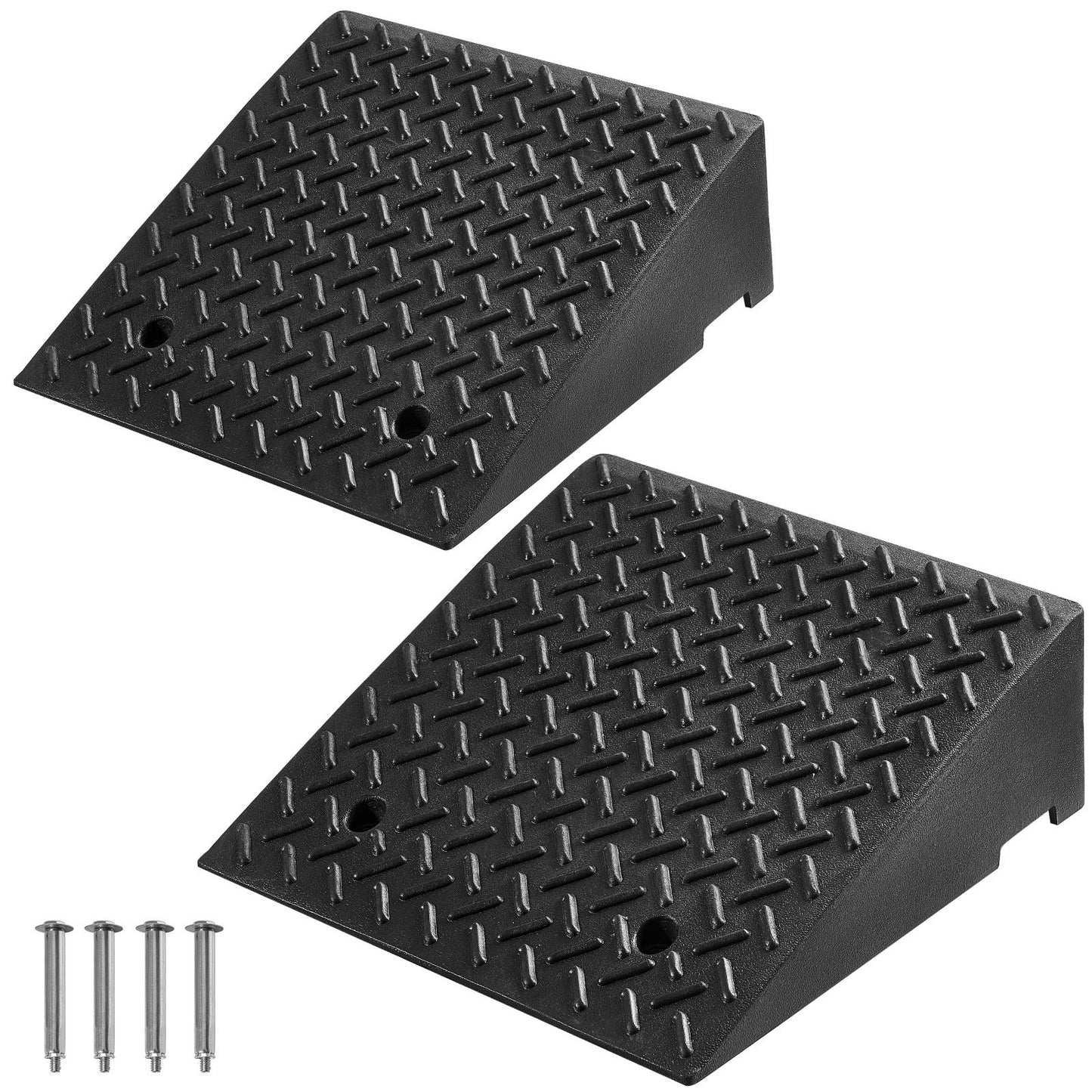 Driveway Curb Ramp, 3.175 Tons Load Capacity, 17.8 cm Rise Height Heavy Duty Curbside Bridge Ramp with Drainage Tank for Wheelchairs, Strollers, Motorcycles, Cars, Lawn Mowers & Trailers, 2 Pack