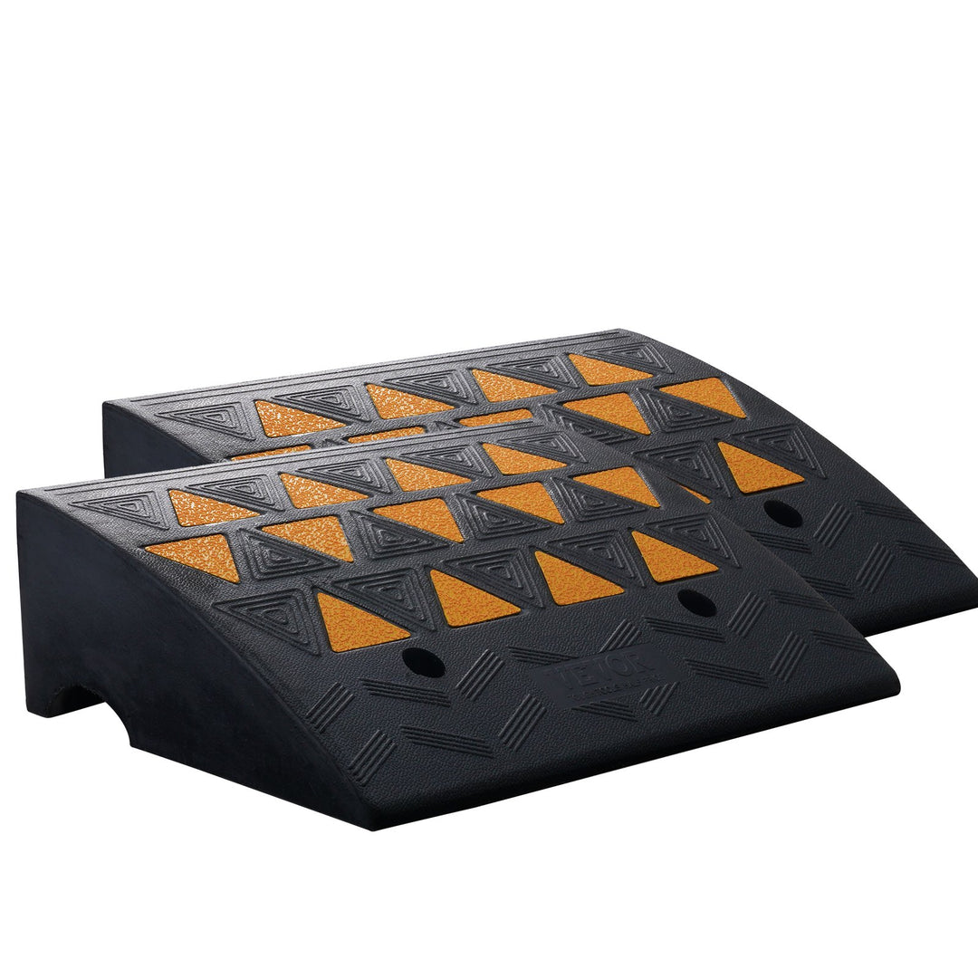 VEVOR Rubber Curb Ramp 2 Pack, 15.2 cm Rise Height Heavy-Duty 15 tons Load Capacity Threshold Ramps, Driveway Ramps with Stable Grid Structure for Cars, Wheelchairs, Bikes, Motorcycles