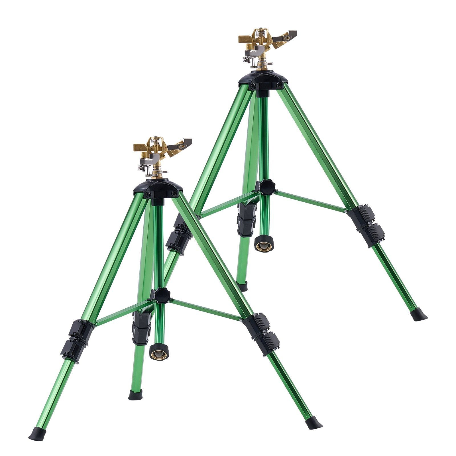 Impact Sprinkler on Tripod Base, 2 Packs, Heavy Duty Tripod Sprinklers with Brass Head & G3/4" Connector, 360 Degree Large Area Irrigation Sprinkler, Adjustable Heights Sprinkler for Yard