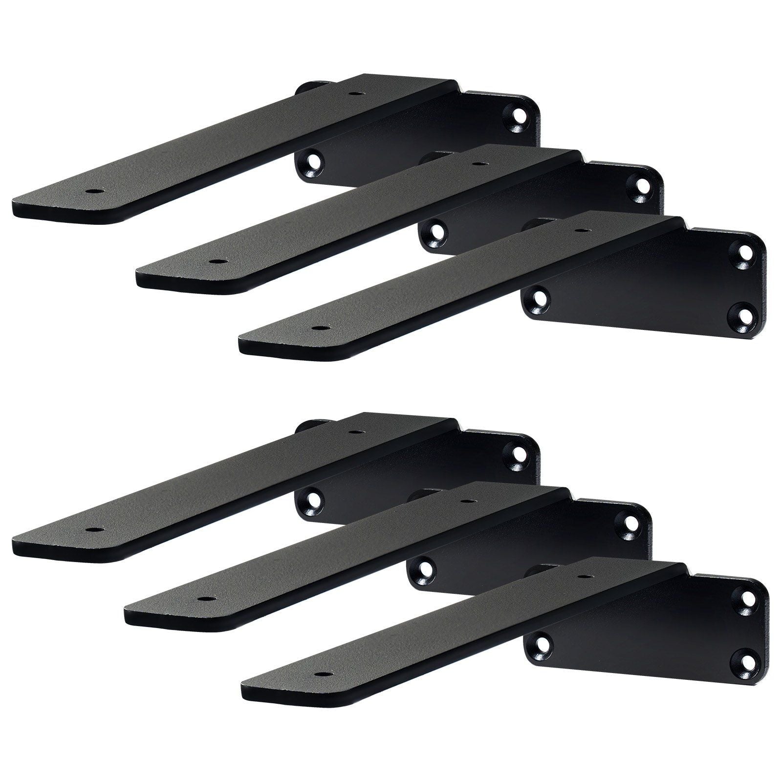Shelf Bracket, 26.1cmL x 10cmW x 4.5cmH, 6 Pcs Heavy Duty Floating Shelf Brackets, Brackets for Shelves, 5mm Thick Matte Black L Shelf Bracket,Steel Shelving Brackets with 72.6 kg Load Capacity