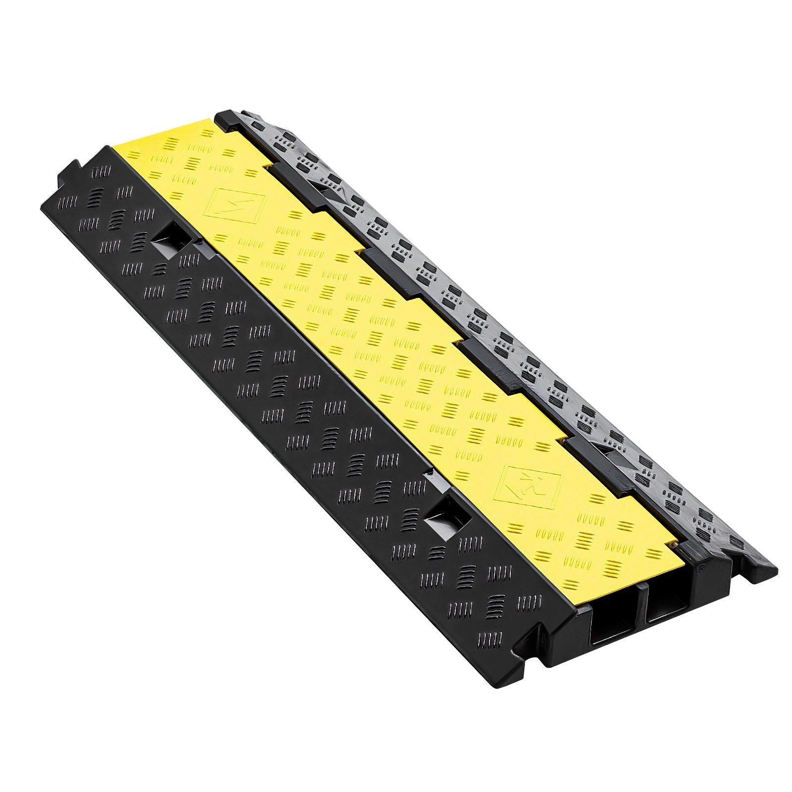 Cable Protector Ramp, 9,979 kg/axle Capacity, 2 Channel Heavy Duty Rubber Cord Hose Wire Cover, 55 x 50 mm Channel, Traffic Speed Bump with Flip-Open Top Cover, for Indoor Outdoor Use, 1 Pack