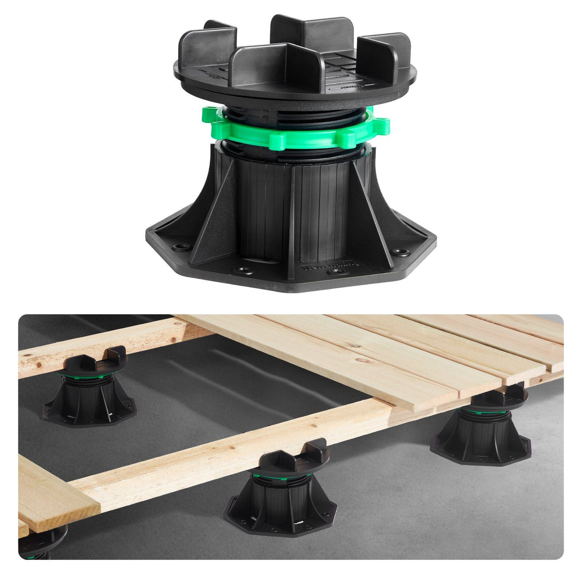 Deck Blocks 8 PCS, 2200 lbs / 997.90 kg Load Capacity Deck Support Plastic Pedestal Paver, Raising 3.54 - 4.65 inch / 90 - 118 mm, Height Adjustable Shed Foundation Base for Wood Concrete Metal