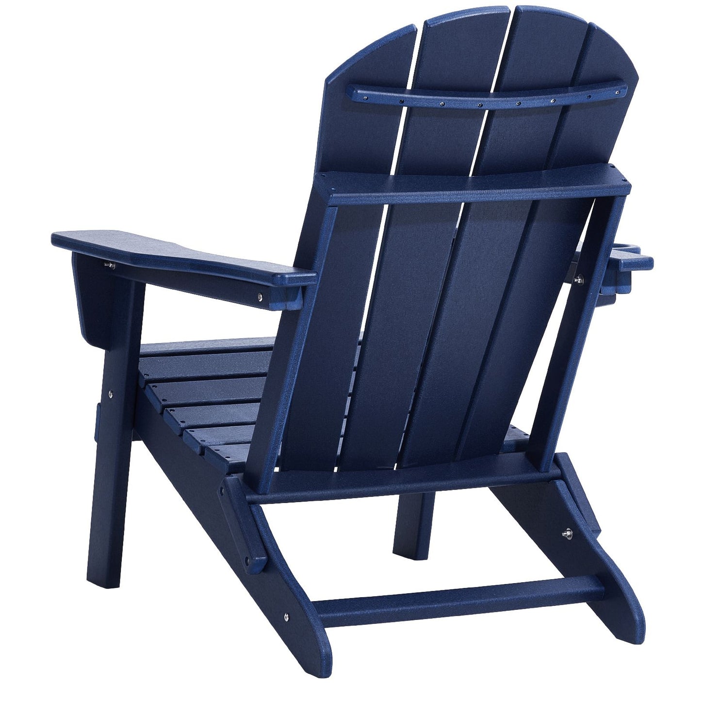 Adirondack Chair Plastic, Set of 2 All-Weather Portable Folding Fire Pit Chair, Outdoor Adirondack Patio Chair with Cup Holder, with Relaxing Arm Rest Ergonomic, for Garden, Backyard Navy Blue