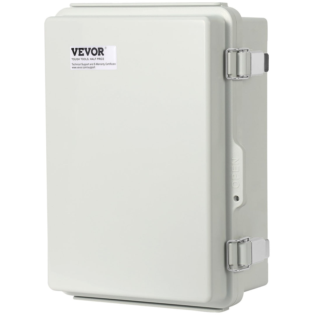 VEVOR Outdoor Electrical Junction Box, 430 x 330 x 180 mm, ABS Plastic Electrical Enclosure Box with Hinged Cover Stainless Steel Latch, IP67 Dustproof Waterproof for Outdoor Electrical Projects, 17 x 13 x 7 inch